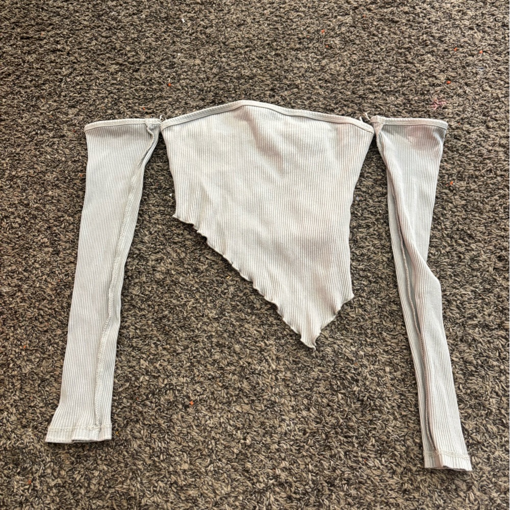 Bershka Asymmetrical Gray Crop Top